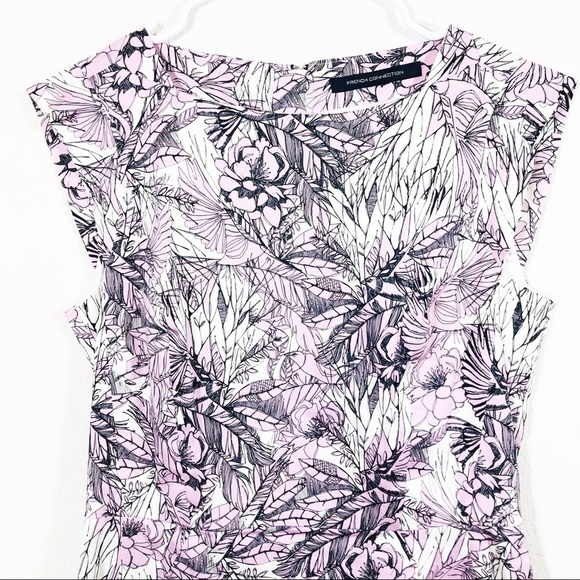 🔥 French Connection pink, black and white floral sheath dress Medium - Picture 6 of 6
